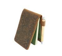 JJNUSA Genuine Leather Notepad Cover For Mini Pocket Notebook 3" X 5", Leather Cover For Rite In The Rain Top-Spiral Notebook, Travel Index Cards 3 x 5/3" x 5" Cover Holder Jotter (Flower Brown)