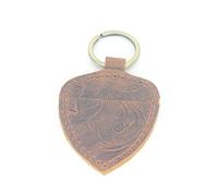 JJNUSA Handmade Leather Guitar shaped Pick Holder Keychain with Belt for guitar picks Keychain Quarter holder key chain, Mandolin, Ukulele or Bass