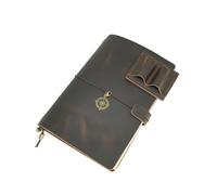 JJNUSA Leather A5 8.3"x 5.5" Travelers Notebook Handcrafted Genuine Leather Journal Cover 21 * 14CM Refillable Travel Journal Cover with Inner Pockets and Card Slots and Pen Holder DarkBrown
