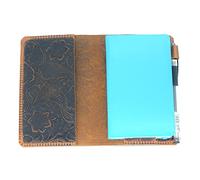 JJNUSA Leather Cover Compatible With Moleskine Pocket 3.5" x 5.5" A6 Cover, Notebook Travel Journal Cover Distressed for Leuchtturm 1917 3.6 x 5.9 Pocket Flower Brown