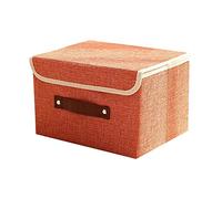 Jjoer Canvas Storage Box Foldable Storage Box With Lid Box For Toys Linen Storage With Handles Fabric Storage Boxes For Clothes Socks Ties orange,26 * 20 * 17cm