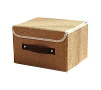 Jjoer Canvas Storage Box Foldable Storage Box With Lid Box For Toys Linen Storage With Handles Fabric Storage Boxes For Clothes Socks Ties coffee,26 * 20 * 17cm