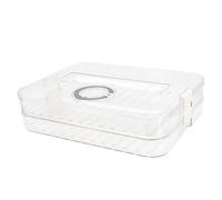 JJoexyfit 2-Layer Frozen Dumpling Storage with Lids & Timing, Flat Stacks Food Container Dumpling Wonton Donuts Box Organizer For Fridge (2 Layer)