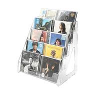 JJoexyfit Clear Acrylic 5-Tier Vertical Display Stand, PET Card & Flyer Holder with Raised Back, Space-Saving Brochure Rack for Postcards, Photos, Greeting Cards, Retail Shop, Desk & Office