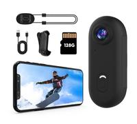 JJPOBYL 4K Thumb Action Camera, 128GB Wearable Mini Body Cam, with IPX7 Waterproof & Magnetic Accessories, High Battery Capacity for 2H Vedio Time, Fit for Vlogging, Biking, Diving, Animals Recording