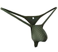 JJPOUCH Men's G-Strings Bulge Pouch Eyelet Thongs JJP1017 (S/M, Army Green)