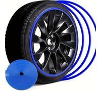 JJQFLB 8M Car Rim Protector Strip, Compatible with Audi Q3 Q5 Q6 Q7 Q8 e-tron, Wheel Decoration Ring, Anti-Collision Sticker,4-Blue