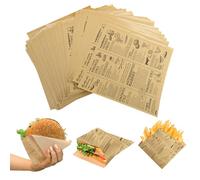 JJQHYC 150 Pieces Sandwich Bags 18x18cm Non-Stick Greaseproof Paper Bags, Paper Food Bags for French Fries, Burger, Snacks, Takeaway
