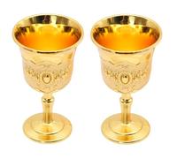 JJQHYC 2 Pieces Golden Goblet Small Chalice Decoration Medieval Gifts Classy Goblets Vintage Shot Glasses Chalice for Communion, Christmas and Anniversary
