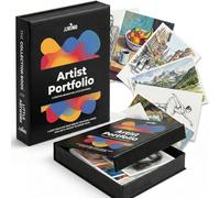 JJRING 9x12 Foldable Art Portfolio Storage Box with Elastic Bands, Student Artwork Keepsake & Professional Document Organizer Folder For Drawings and Classroom Use (Black)