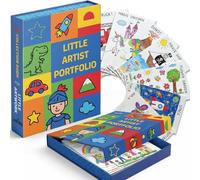 JJRING 9x12 Foldable Art Portfolio Storage Box with Elastic Bands, Student Artwork Keepsake & Professional Document Organizer Folder For Drawings and Classroom Use (Blue)