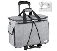 JJRING Rolling Sewing Machine Case with Wheels, Detachable Sewing Storage and Transport Tote, Trolley Tote Bag for Most Standard Machines and Painting Accessories
