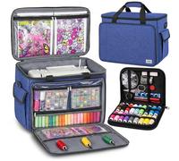 JJRING Sewing Machine Carrying Case, Portable Sewing Machine Bag with Shoulder Strap, Heavy Duty Sewing Machine Tote Suitable for Standard Sewing Machines With 29pc Sewing Set, Blue