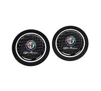JJRY 2PCS Car Cup Holder Coasters for Alfa Romeo Giulia Stelvio Giulietta Car Cup Holder Insert Mat Anti Slip Cup Coaster Interior Accessories,Black style