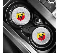 JJRY 2PCS Car Cup Holder Coasters for Fiat 595 500 124 spider Car Cup Holder Insert Mat Anti Slip Cup Coaster Interior Accessories,2pcs Silver Abarth