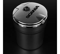 JJRY Car Ashtray, for SAAB Scania Portable Smokeless Self Extinguishing AshTray with Lid Smell Proof Easy Clean Up,Black style