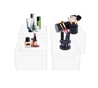 JJsdwin Large Food Display Stand, 4 Pcs Product Display Risers, Acrylic Display Boxes for Buffet, Collectibles and Jewelry, 8-9-10-12in | Clear