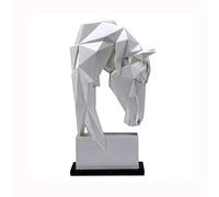 JJSPP Simplicity Geometric White Horse Head Statues Animals Art Sculpture Resin Craft Home Decoration Crafts Room Creative (Color : 20x37cm)