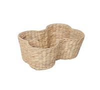 JJSQYLAN Water Hyacinth Dog Toy Basket, Bone Shaped Dog Toy Storage Basket, Pet Toys Organizer Bin, Handmade 16" x 13" x 7"