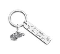 JJTZX Always Under the Same Sky US State Keychain Long Distance Map Keychain Graduation Gift between Best Friends, West Virginia, Medium