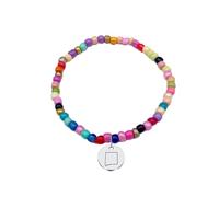 JJTZX Dainty State Map Charm Bracelet for Women Colorful Beaded Links Handmade Long Distance Gift, S, Stainless Steel, no gemstone