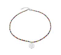 JJTZX Dainty State Map Necklaces for Women Colorful Beaded Choker Handmade Long Distance Gift, M, Stainless Steel, No Gemstone