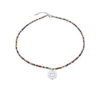 JJTZX Dainty State Map Necklaces for Women Colorful Beaded Choker Handmade Long Distance Gift, M, Stainless Steel, No Gemstone