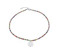 JJTZX Dainty State Map Necklaces for Women Colorful Beaded Choker Handmade Long Distance Gift, M, Stainless Steel, No Gemstone