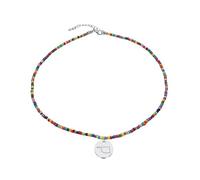 JJTZX Dainty State Map Necklaces for Women Colorful Beaded Choker Handmade Long Distance Gift, M, Stainless Steel, No Gemstone