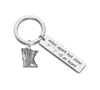 JJTZX Miles Apart but Close at Heart Long Distance Relationship Keychain US State Map Keychain Gift, Minnesota, Medium