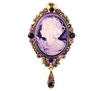 JJTZX Victorian Black Velvet Lace Cameo Choker Gothic Lady Cameo Necklace&Brooch Pin Gift for Her (Brooch 13-Gold)