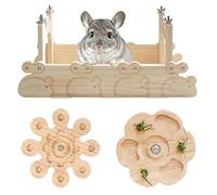 JJunLiM Natural Wood Chinchilla Hammock & Chew Toys Set - 2 Hanging Silent 360° Swivel Chew Toys for Cage, Space-Saving for Chinchillas, Sugar Gliders & Small Pets(Set A)