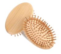 JJUNW 2Pcs Bamboo Brush for Hair Growth, Natural Wooden Scalp Brush Scalp Massager Anti-Static Air Cushion Hairbrush Round Detangling Hairbrush, No Handle Design for Women and Men