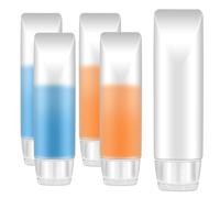 JJUNW 5 PCS Travel Bottles, 1 oz Travel Bottles for Toiletries Empty Refillable Toothpaste Tubes Containers, Small Mini Size Squeeze Toiletry Liquids Dispensers Leak Proof TSA Approved