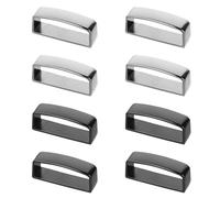 JJUNW 8 Pcs Groove Belt & Keeper, Stainless Steel & Brass Alloy Loops, Anti-Slip Black Men's Belt Buckle Accessories (38mm-40mm) (8 Pcs), Gun Black + White, 8