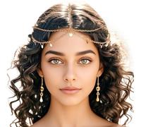 JJUNW Boho Sequin Head Chain, Gold Prom Headpiece Hair Chains, Festival Costume Headband for Women (Gold Sequins)