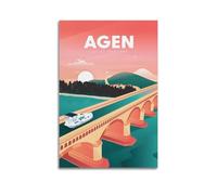 JJUPUV Agen Lot-Et-Garonne Vintage Travel Posters Art Canvas Painting Decor Wall Print Photo Home Modern Decoratives 08x12inch(20x30cm)