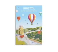 JJUPUV Bristol Clifton Suspension Bridge Vintage Travel Posters Picture Print Canvas Wall Paint Arts Decor Modern Home Artworks Idea 08x12inch(20x30cm)