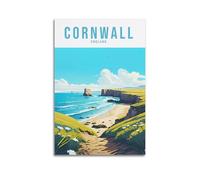JJUPUV Cornwall England Vintage Travel Posters Canvas Wall Art Picture Prints Hanging Photo Idea Decor Homes Artworks 08x12inch(20x30cm)
