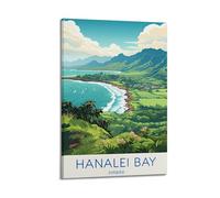 JJUPUV Hanalei Bay Hawaii Vintage Travel Posters Art Canvas Painting Decor Wall Print Photo Home Modern Decoratives 12x18inch(30x45cm)
