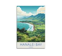 JJUPUV Hanalei Bay Hawaii Vintage Travel Posters Canvas Wall Art Prints Photo Picture Paintings Room Decor Home Decorative 08x12inch(20x30cm)