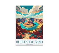 JJUPUV Horseshoe Bend Grand Canyon Vintage Travel Posters Wall Art Scroll Canvas Painting Picture Living Room Decor Home 08x12inch(20x30cm)