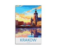 JJUPUV Krakow Poland Vintage Travel Poster Canvas Wall Art Picture Prints Hanging Photo Idea Decor Homes Artworks 16x24inch(40x60cm)