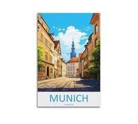 JJUPUV Munich Germany Vintage Travel Posters Canvas Art And Wall Art Picture Print Modern Family Bedroom Decors 12x18inch(30x45cm)