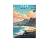 JJUPUV Oahu Hawaii Vintage Travel Posters Picture Print Wall Art Painting Canvas Artworks Idea Room Aesthetic 08x12inch(20x30cm)