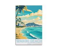 JJUPUV Waikik Beach Hawaii Vintage Travel Posters Print Photo Art Painting Canvas Home Decorative Bedroom Modern Decors 12x18inch(30x45cm)
