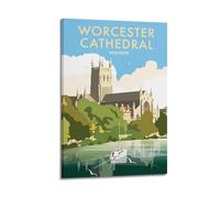 JJUPUV Worcester Cathedral Worcester Vintage Travel Posters Wall Art Painting Canvas Living Room Prints Bedroom Decor Artworks 08x12inch(20x30cm)