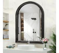 JJUUYOU Arch Bathroom Mirror Arched Decorative Mirrors for Wall Mounted Vanity Mirror 65x45CM Large Arch Wood Frame Wall Mirrors for Bathroom Bedroom Living Room Old Black