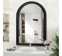 JJUUYOU Arch Wall Mirror Black Arched Mirror with Wood Frame 26"x18" Large Tempered Glass Hanging Mirrors for Bathroom Living Room Entryway Over Sink Arch Mirrors for Decor Shatterproof Crystal Clear