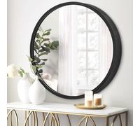 JJUUYOU Circle Black Framed Mirror for Bathroom 40CM Round Wall Mirror for Bathroom Metal Frame Modern Mirrors for Living Room Decorative